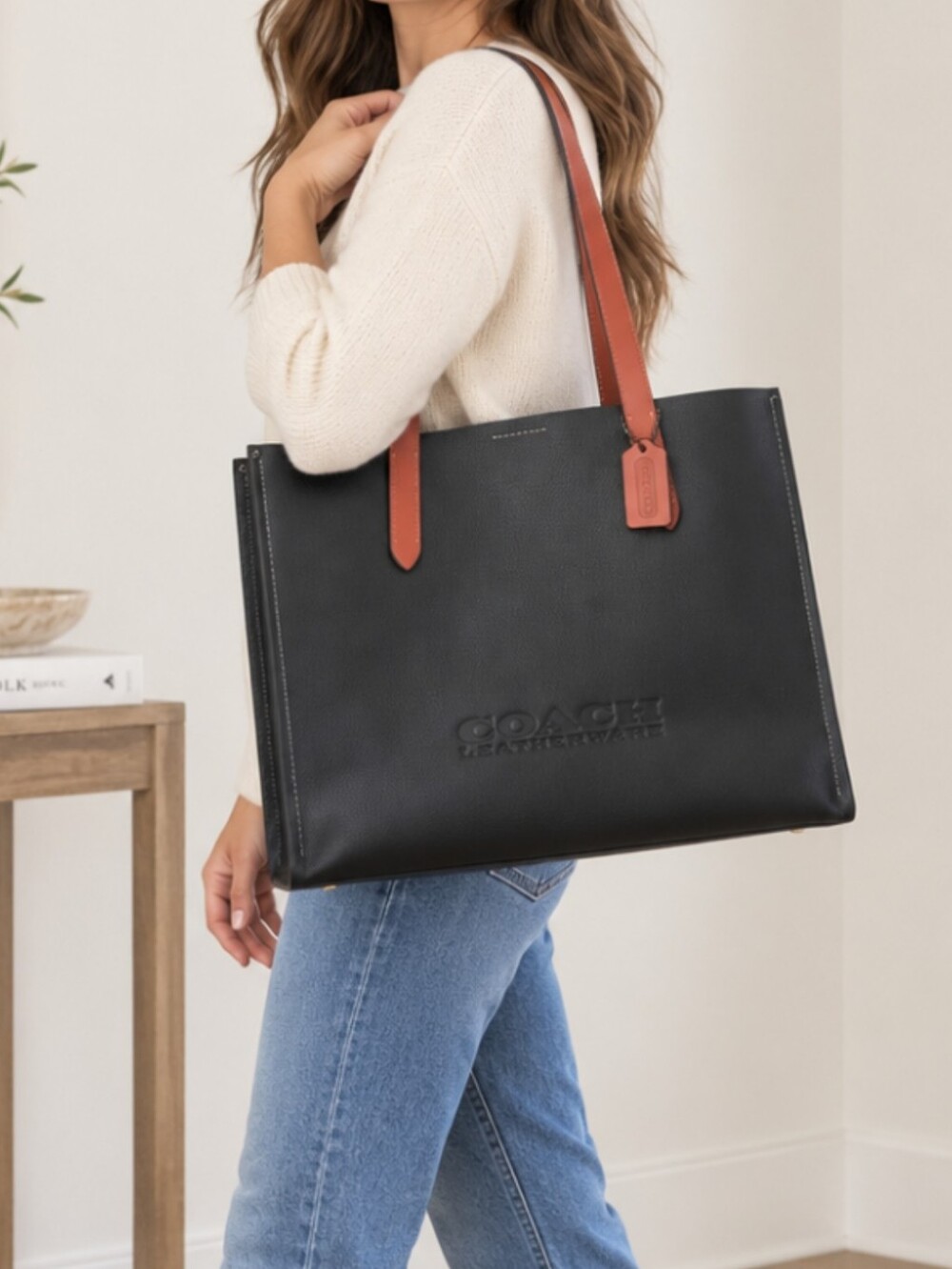Coach Relay Tote Laptop Bag Black Polished Pebble Leather Large - Picture 15 of 15
